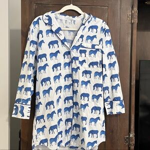 Blue Zebra Print Women's Sleep Shirt